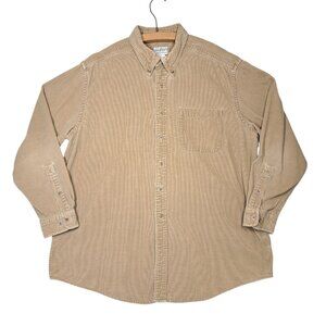 Vintage LL Bean Mens Corduroy Shirt Shacket XL Tan Brown 90s Hipster Cabincore